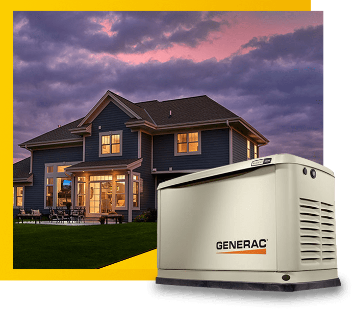 A picture of a house with a generator.